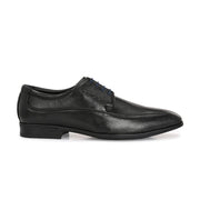Men Premium Leather Black Lace-Up Formal Derby Shoes (V-Roman-55-Black)