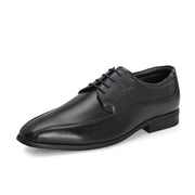 Men Premium Leather Black Lace-Up Formal Derby Shoes (V-Roman-55-Black)