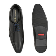 Men Premium Leather Black Lace-Up Formal Derby Shoes (V-Roman-55-Black)
