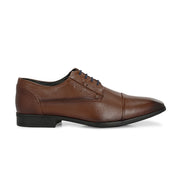 Men Premium Leather Mocca Lace-Up Formal Derby Shoes (V-Roman-62-Mocca)