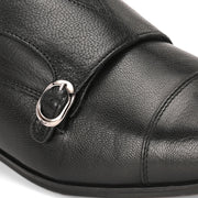 Men Premium Leather Slip-On Monk Strap Formal Shoes  (V-Roman-81-Black)