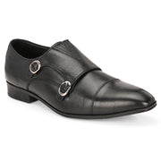 Men Premium Leather Slip-On Monk Strap Formal Shoes  (V-Roman-81-Black)