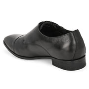 Men Premium Leather Slip-On Monk Strap Formal Shoes  (V-Roman-81-Black)