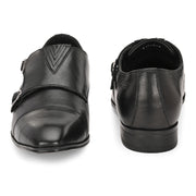 Men Premium Leather Slip-On Monk Strap Formal Shoes  (V-Roman-81-Black)