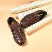 Valentino Men's Genuine Leather Cherry Sandals with Cushioned Footbed and Durable Rubber Sole (CityWalker-23-Cherry)