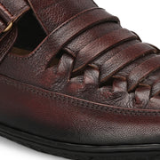 Valentino Men's Genuine Leather Cherry Sandals with Cushioned Footbed and Durable Rubber Sole (CityWalker-23-Cherry)