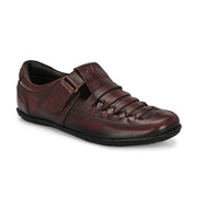 Valentino Men's Genuine Leather Cherry Sandals with Cushioned Footbed and Durable Rubber Sole (CityWalker-23-Cherry)