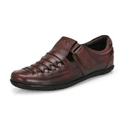 Valentino Men's Genuine Leather Cherry Sandals with Cushioned Footbed and Durable Rubber Sole (CityWalker-23-Cherry)