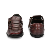 Valentino Men's Genuine Leather Cherry Sandals with Cushioned Footbed and Durable Rubber Sole (CityWalker-23-Cherry)