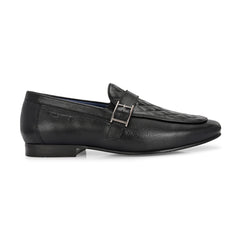 Valentino Men's Genuine Leather Quilted Pattern Penny Loafers with Tunit Sole (Speed-05-Black)