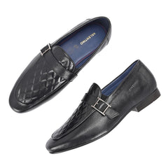 Valentino Men's Genuine Leather Quilted Pattern Penny Loafers with Tunit Sole (Speed-05-Black)