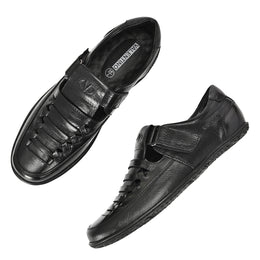 Valentino Men's Genuine Leather Black Sandals with Cushioned Footbed and Durable Rubber Sole (CityWalker-23-Black)