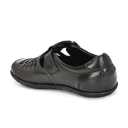 Valentino Men's Genuine Leather Black Sandals with Cushioned Footbed and Durable Rubber Sole (CityWalker-23-Black)