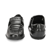 Valentino Men's Genuine Leather Black Sandals with Cushioned Footbed and Durable Rubber Sole (CityWalker-23-Black)