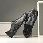 Valentino Men's Genuine Leather Black Sandals with Cushioned Footbed and Durable Rubber Sole (CityWalker-23-Black)