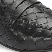 Valentino Genuine Leather Woven Slip-On Loafers for Men with Nulite Sole - (Miles-10-Black)