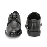 Men Premium Leather Black Lace-Up Formal Derby Shoes (Joyland-52-Black)