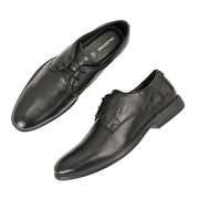 Men Premium Leather Black Lace-Up Formal Derby Shoes (Joyland-52-Black)