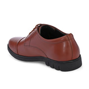 Men Premium Leather Tan Police Shoes with Durable Rubber Sole | Lace-Up Formal Shoes for Office & Duty (Earth-52-Tan)