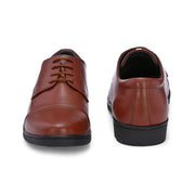 Men Premium Leather Tan Police Shoes with Durable Rubber Sole | Lace-Up Formal Shoes for Office & Duty (Earth-52-Tan)