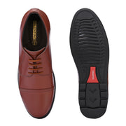 Men Premium Leather Tan Police Shoes with Durable Rubber Sole | Lace-Up Formal Shoes for Office & Duty (Earth-52-Tan)