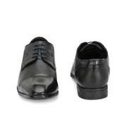 Men Premium Leather Black Lace-Up Formal Derby Shoes (V-Roman-62-Black)