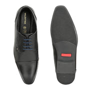 Men Premium Leather Black Lace-Up Formal Derby Shoes (V-Roman-62-Black)