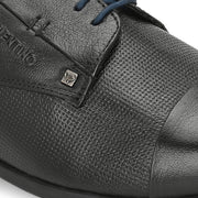 Men Premium Leather Black Lace-Up Formal Derby Shoes (V-Roman-62-Black)