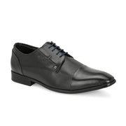 Men Premium Leather Black Lace-Up Formal Derby Shoes (V-Roman-62-Black)