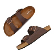 West Port Men's Cushion Sliders | PU Padded Footbed | Bounce Back Technology | Lightweight Flip Flops for Everyday Comfort (M-Aero-09-Brown)