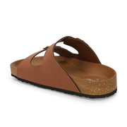 West Port Men's Cushion Sliders | PU Padded Footbed | Bounce Back Technology | Lightweight Flip Flops for Everyday Comfort (M-Aero-09-Tan)