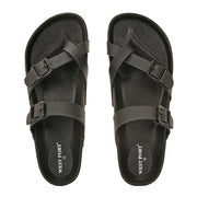 West Port Men's Cushion Sliders | PU Padded Footbed | Bounce Back Technology | Lightweight Flip Flops for Everyday Comfort (M-Aero-29-Black)