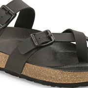 West Port Men's Cushion Sliders | PU Padded Footbed | Bounce Back Technology | Lightweight Flip Flops for Everyday Comfort (M-Aero-29-Black)