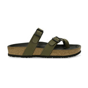 West Port Men's Cushion Sliders | PU Padded Footbed | Bounce Back Technology | Lightweight Flip Flops for Everyday Comfort (M-Aero-29-Olive)