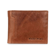 West Port Men's Genuine Leather Wallet – Classic Design with Ample Storage (M-WT-ISC-13-COGNAC-MEDIUM)