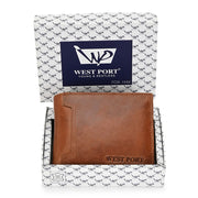 West Port Men's Genuine Leather Wallet – Classic Design with Ample Storage (M-WT-ISC-13-COGNAC-MEDIUM)
