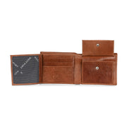 West Port Men's Genuine Leather Wallet – Classic Design with Ample Storage (M-WT-ISC-13-COGNAC-MEDIUM)
