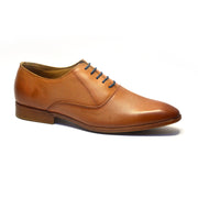 Men Premium Leather Cognac Lace-Up Formal Derby Shoes (Victor-52-Cognac)