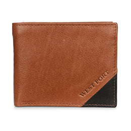 West Port Men's Genuine Leather Wallet – Classic Design with Ample Storage (M-WT-ISC-10-COGNAC-MEDIUM)