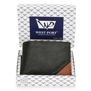 West Port Men's Genuine Leather Wallet – Classic Design with Ample Storage (M-WT-ISC-10-BLACK-MEDIUM)