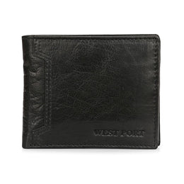 West Port Men's Genuine Leather Wallet – Classic Design with Ample Storage (M-WT-ISC-13-BLACK-MEDIUM)