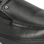 Men Premium Leather Black Formal Slip-On Shoes (Airman-02-Black)