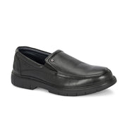 Men Premium Leather Black Formal Slip-On Shoes (Airman-02-Black)