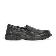Men Premium Leather Black Formal Slip-On Shoes (Airman-02-Black)