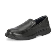 Men Premium Leather Black Formal Slip-On Shoes (Airman-02-Black)