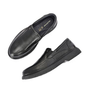Men Premium Leather Black Formal Slip-On Shoes (Airman-02-Black)