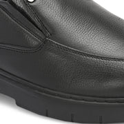 Men Premium Leather Black Hands-Free Slip-In Shoes with Heel Cushion Support Technology (AirMan-12-Black)