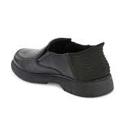 Men Premium Leather Black Hands-Free Slip-In Shoes with Heel Cushion Support Technology (AirMan-12-Black)