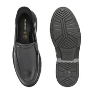 Men Premium Leather Black Hands-Free Slip-In Shoes with Heel Cushion Support Technology (AirMan-12-Black)