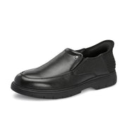 Men Premium Leather Black Hands-Free Slip-In Shoes with Heel Cushion Support Technology (AirMan-12-Black)